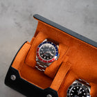 Écrin Duo – Rouleau à 2 montres en cuir  – Orange