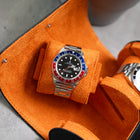 Écrin Duo – Rouleau à 2 montres en cuir  – Orange