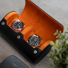 Écrin Duo – Rouleau à 2 montres en cuir  – Orange