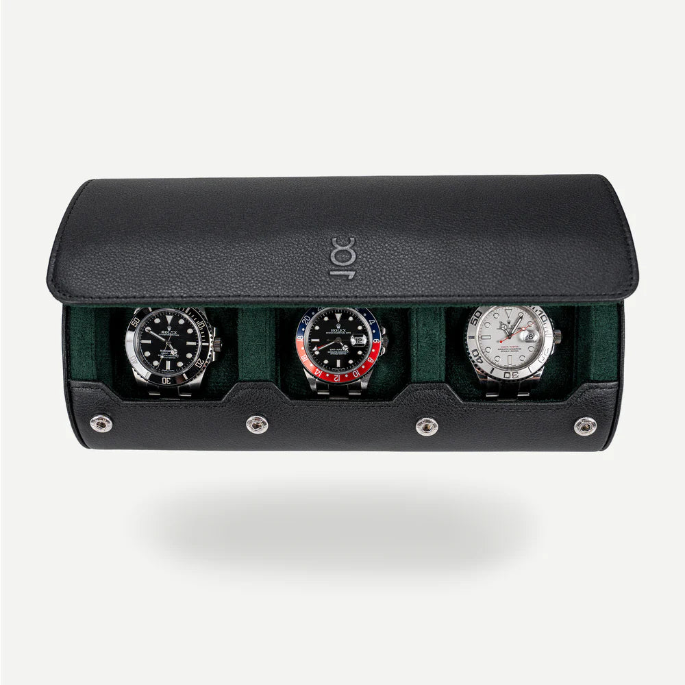 Écrin Trio – Rouleau à 3 montres en cuir – Sauge
