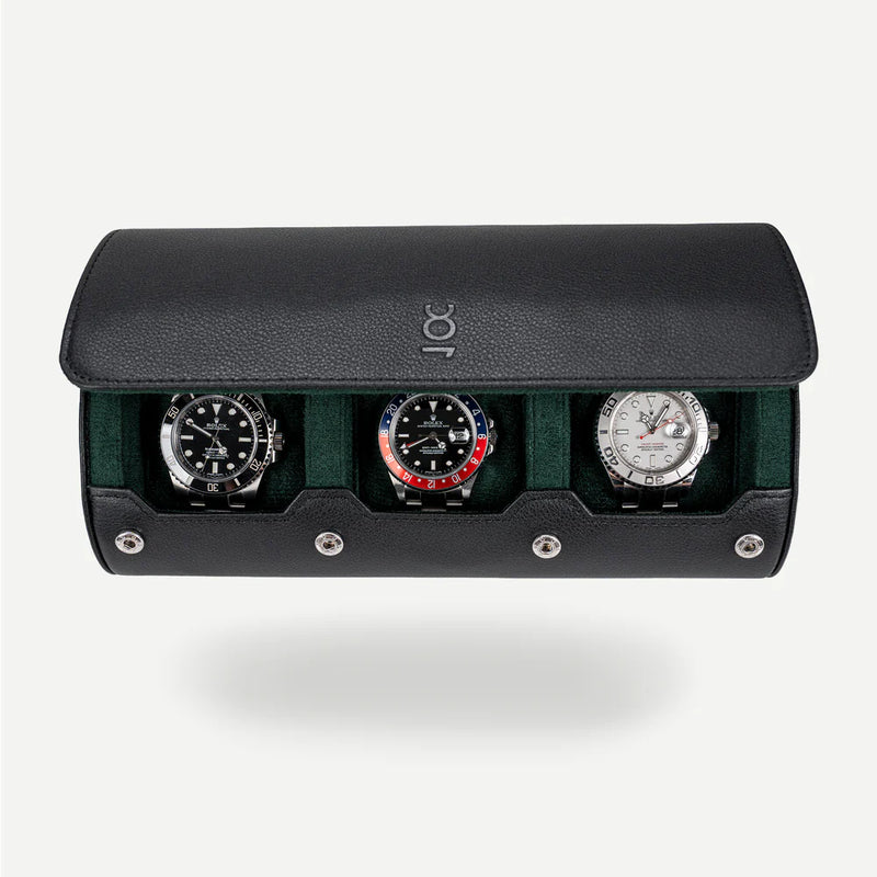 Écrin Trio – Rouleau à 3 montres en cuir – Sauge