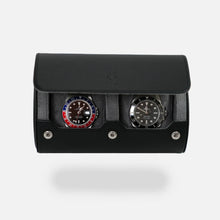 Écrin Duo – Rouleau à 2 montres en cuir – Silver