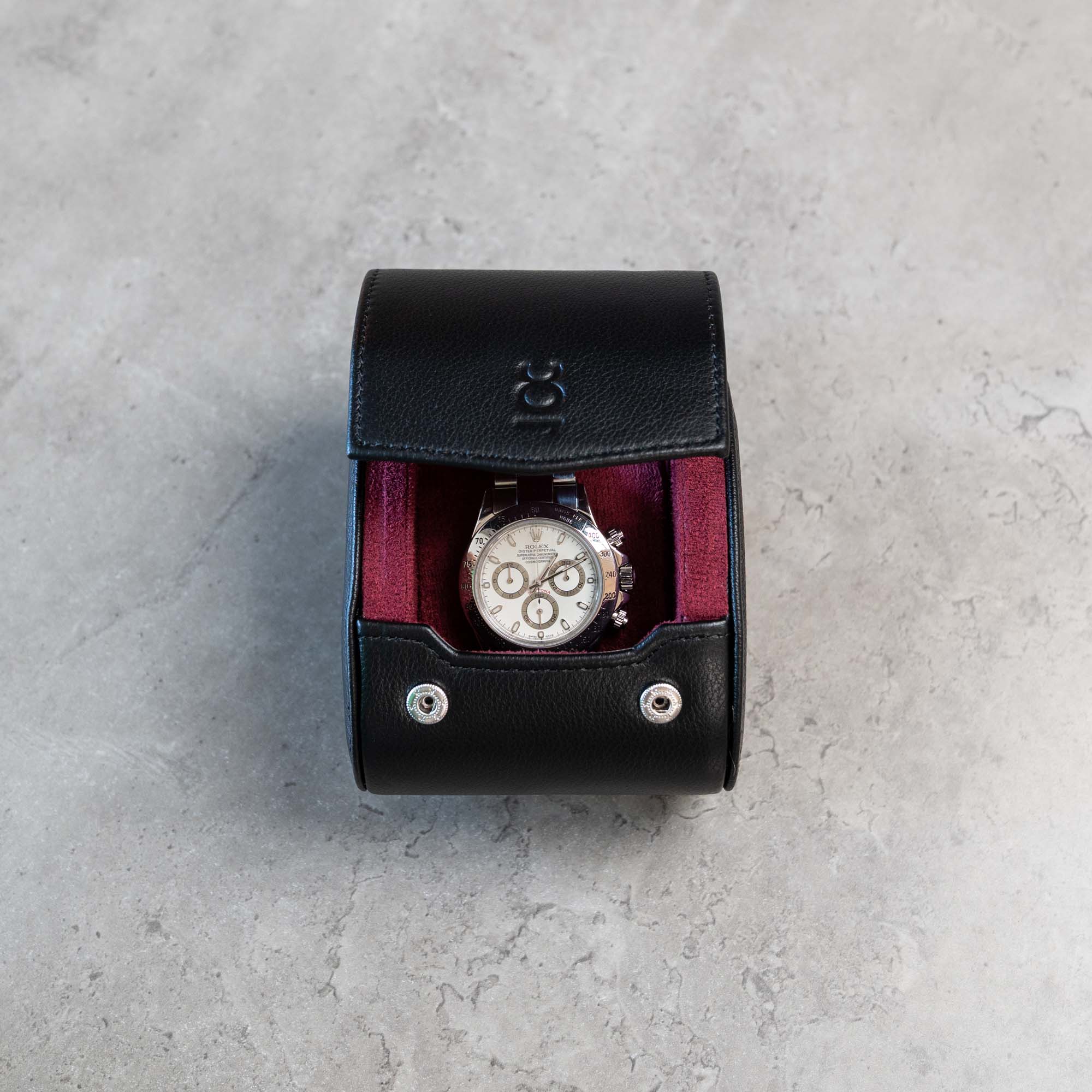 Écrin Solo – Rouleau à 1 montre en cuir – Cerise