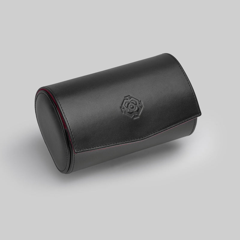 Écrin Duo – Rouleau à 2 montres en cuir  – Cerise