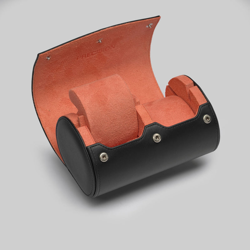 Écrin Duo – Rouleau à 2 montres en cuir  – Orange