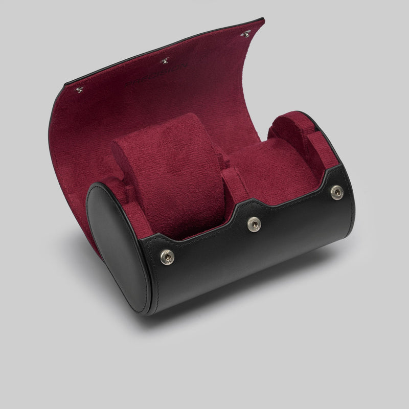 Écrin Duo – Rouleau à 2 montres en cuir  – Cerise