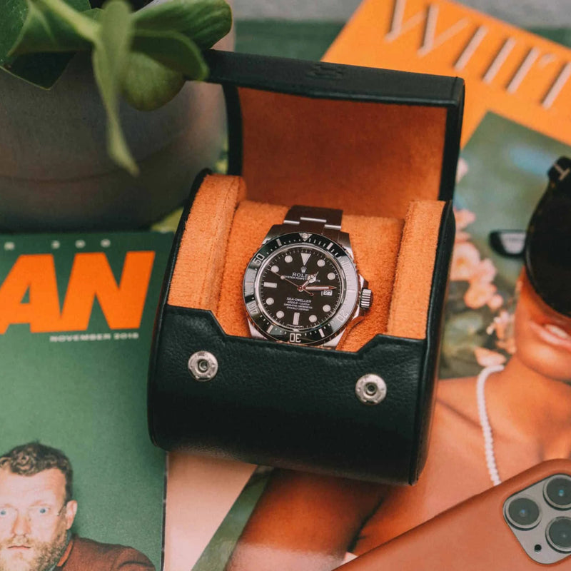 Écrin Solo – Rouleau à 1 montre en cuir – Orange